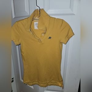 Aeropostale VINTAGE Y2k yellow polo Shirt small ladies 95%cotton 5%spandex